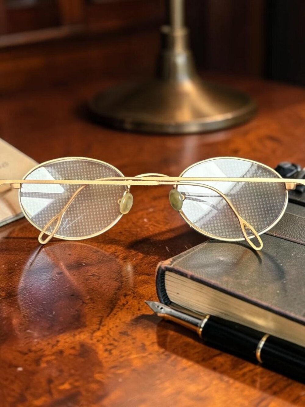 Vintage Polo Ralph Lauren Tiny Oval Glasses Gold Wire Cable Temples Office Siren